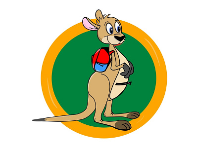 Skoki - Kangaroo 2d animal australia australian bag brand children cute funny happy illustration jump kangaroo kids logo lovely mascote school sticker