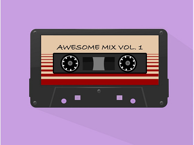 Awesome mix vol. 1 2d 80s audio awesome cassette cinema deck guardians of the galaxy illustration mix mixtapes movie music poster print retro stereo tape vintage walkman