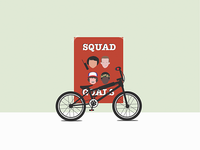 Stranger Things 80s bike bmx bycicle drama duffer brothers horror illustration movie netflix poster print psychokinesis science fiction serial series squad supernatural upside down