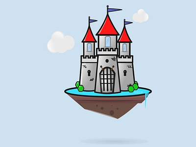 Flying Castle castle fortress icon illustration middle ages paladin