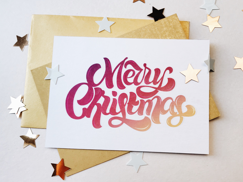 Christmas greeting card vector typography card hand lettering