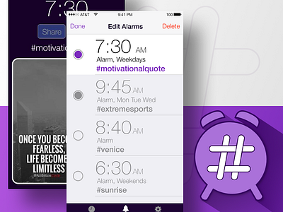 Alarm Clock App alarm app clock design hashtag ios mockup