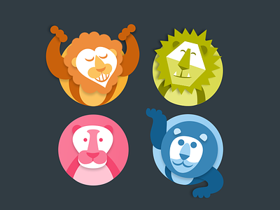 1 year anniversary of "ZHAN" animal animals cartoon colorful design graphic graphic design illustration lion lions