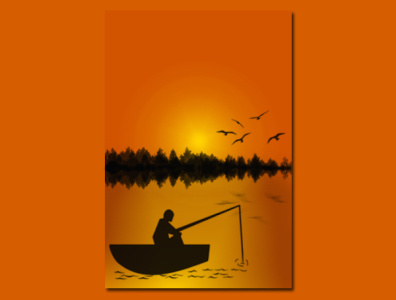 illustration of a fisherman in the late afternoon art design design illustrasi illustrasi concept illustration illustration art illustrator illustrator design logo vector