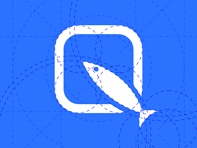 Pacific saury blue fish icon logo pacific saury