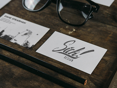 Sick! Design Co. Business Cards black and white business cards caligraphy grunge hand lettering identity illustration sick! stamp vintage