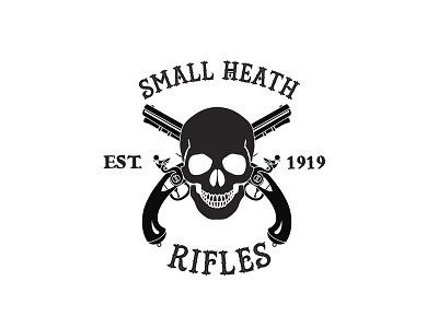 Small Heath Rifles Fictional Logo black and white british guns logo design skull tattoo typography uk