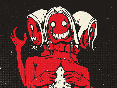 Masked Sirens Illustration black gig poster grunge illustration masks red screen print