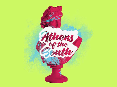 Athens of the South Branding apollo calligraphy greek gods green neon paint pink script