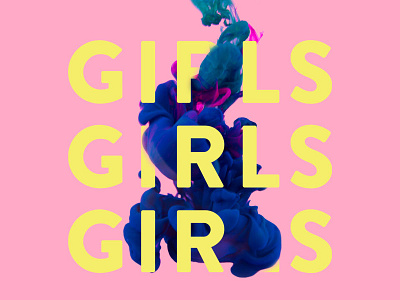 Girls Girls Girls 3d album ink minimal pink type water yellow