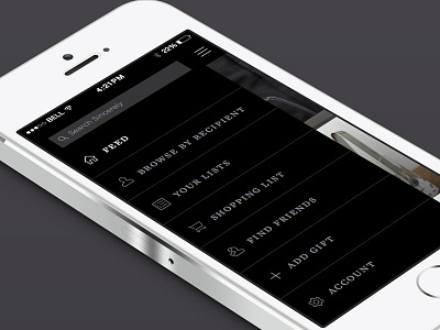 Dark Menu app black dark gift icon iphone menu night present search