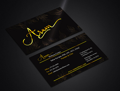 Business Card Design abstract branding business card card card design dark design golden minimal visiting wellness