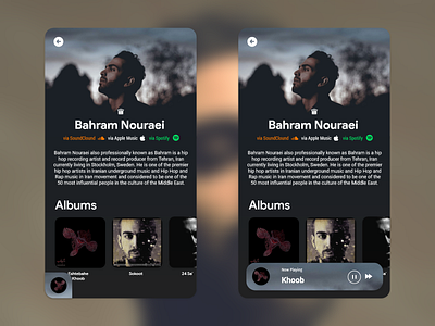 Profile Screen - DailyUI #6 android app apple music bahram nouraei design ios market mobile music player player playing songs soundcloud spotify streaming ui