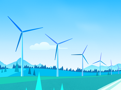 Starting again flat fresh llustration material scenery windmill