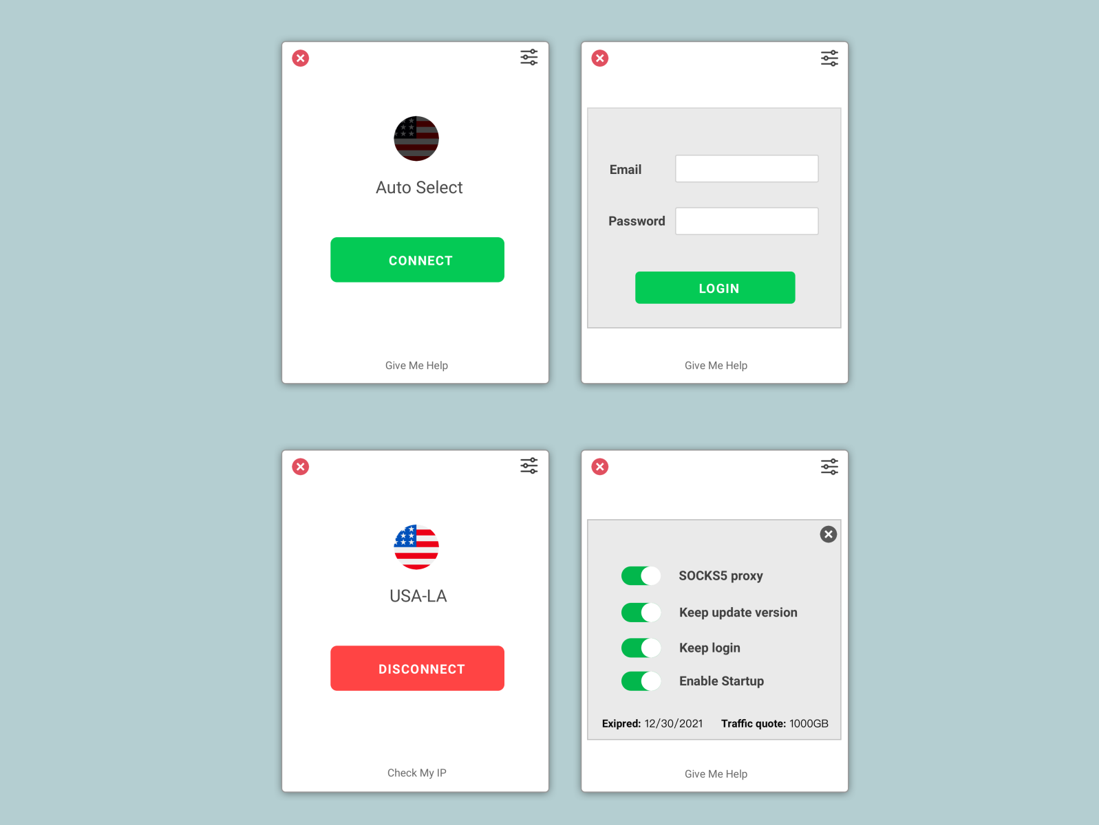 VPN Client UI by Gao on Dribbble