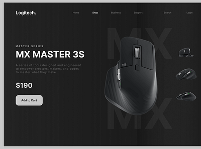 Logitech MX MASTER 3S dark mode ui web design