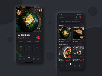 Dark Concept UI UX app dark mode dark morphic dark ui design food food app foodie graphic design loading it solutions minimal neumorphic neumorphism ui ui ux ux