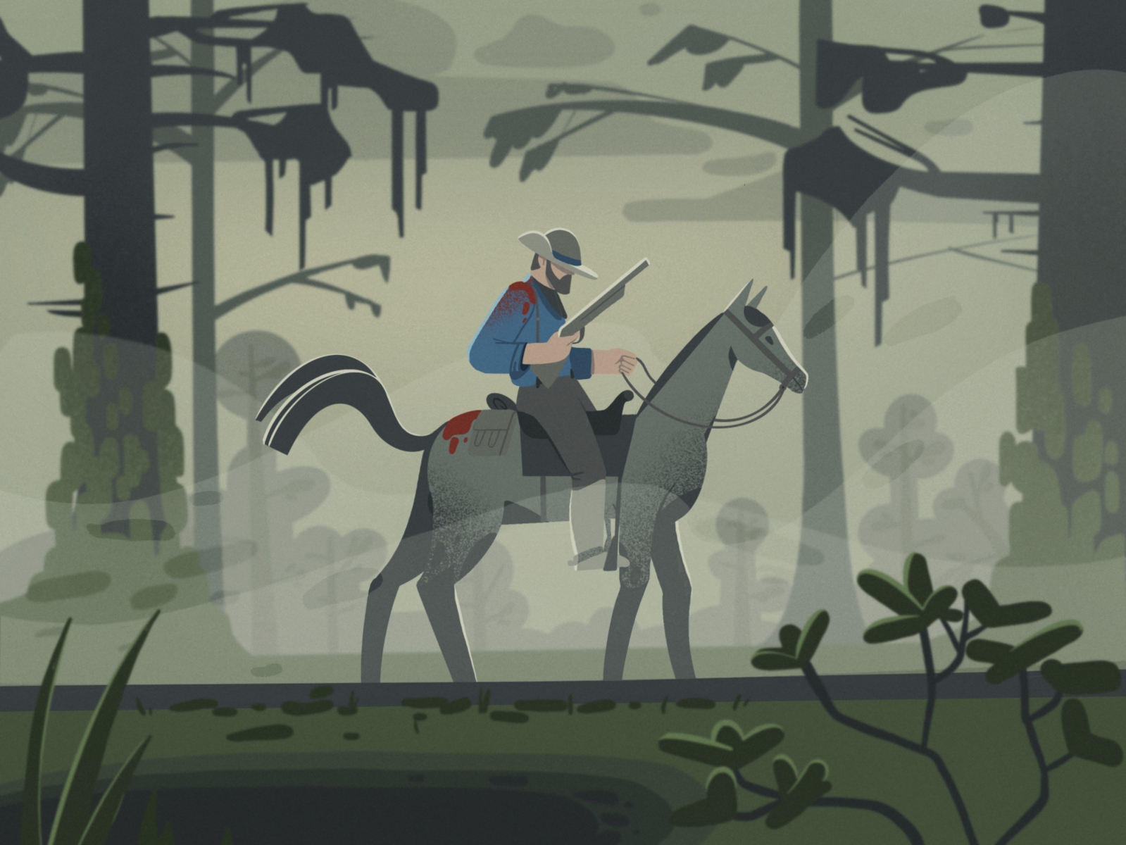 Arthur Morgan forever ❤️ RDR2 2d character horse horseman hunting illustration procreate rdr2 red dead redemption 2 veronika-vieyra