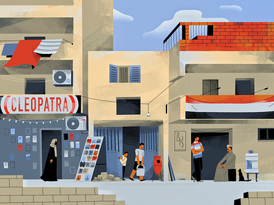 Hurghada street 2d arabia art egypt flat design hurghada illustration procreate slum street veronika vieyra
