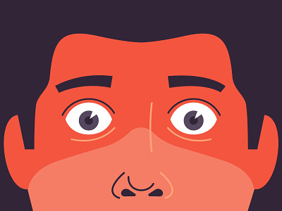 Scared face 2d character face flat illustration infographicsmag man scare video