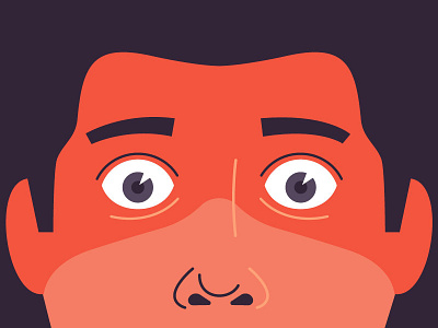 Scared face 2d character face flat illustration infographicsmag man scare video