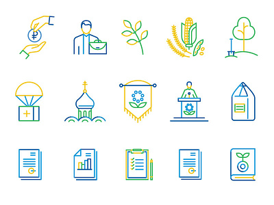 Phosagro Iconography annual report icon iconography icons line set stroke