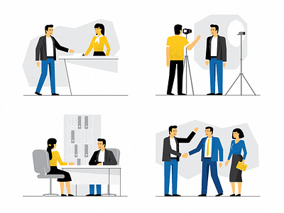 Office staff iconography illustration office people