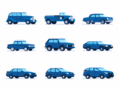 Russian cars cars iconography illustration