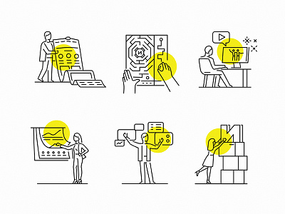 Iconography for a webpage character iconography icons line people6 illustration stroke