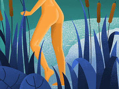 The swimmer art character flowers illustration illustrator lake leaves legs naked nature photoshop swimmer