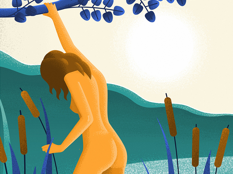 The swimmer art character flowers illustration illustrator lake leaves legs naked nature photoshop swimmer
