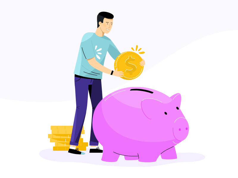 Man and piggy bank :) by Veronika Vieyra on Dribbble