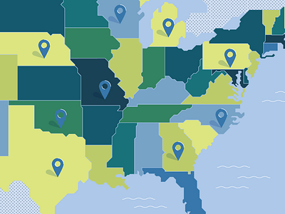 USA map 2d illustration illustrator map style frames usa