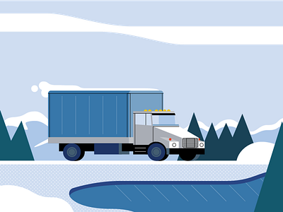 Winter road car character flat design illustration illustrator road snow stroke truck winter