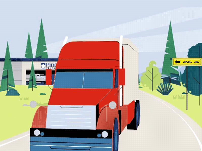 Pine Aire Truck 2d animation character flat design gif illustration illustrator stroke truck