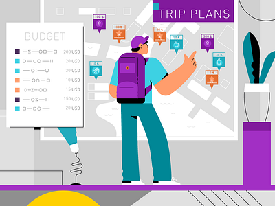 Trip Plans 2d art character flat flat design illustration illustrator stroke style frame vector