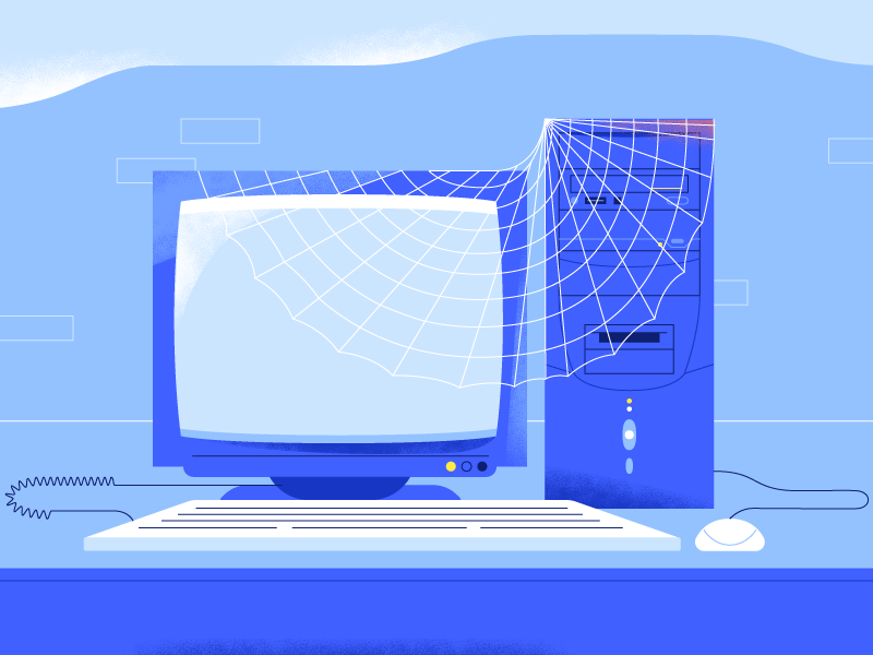 Old Computer :) spider web web old computer computer style frames 2d flat design illustrator illustration