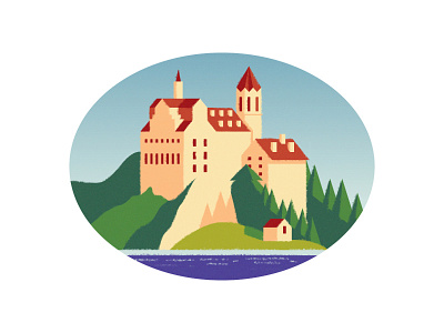 German Castle 2d castle flat illustration photoshop