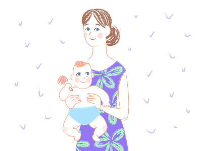 Mother 2d baby character doodle flat illustration infant motherday mum sketch