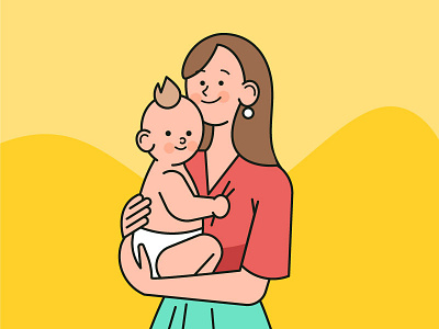 Mother&child 2d baby character doodle flat illustration infant motherday mum sketch stroke