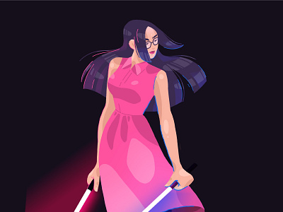 Beat Saber warrior character digitalillustration girl illustration procreate saber beat