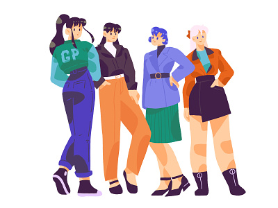 Friends character design digital art girls night illustration sailor moon