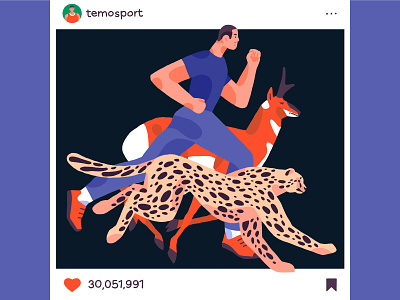 instagram star animals boy character illustration instagram like running sport sportsman