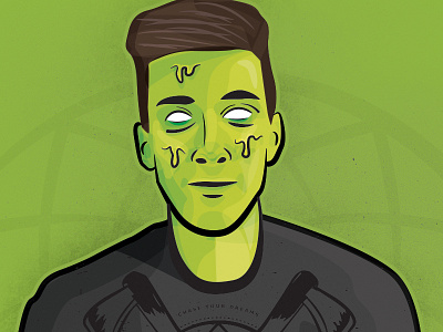 Vectorized drawing green grunge illustration vector zombie