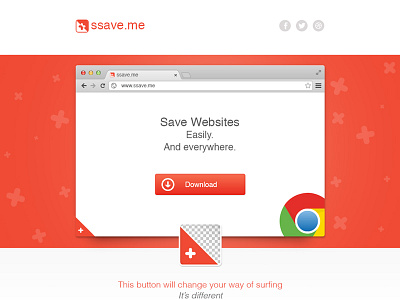 Ssave Me Chrome Plugin app button chrome clean download google landing orange page pattern plugin plus project web website