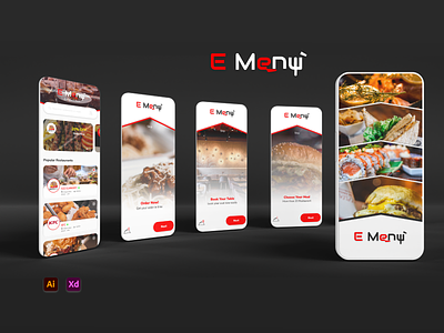 E Menu' (food delivery) App design logo ui ui design uiux