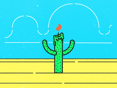 Design Desert Bday birthday cactus candle desert design graphic illustration linework texture