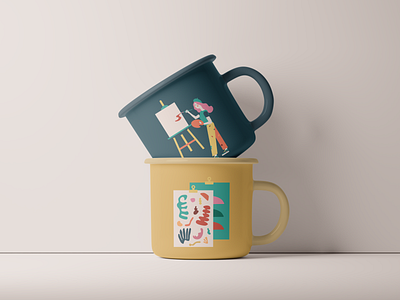 Painting studio illustrations design graphic design illustration mock up mug mug mock up statioanry stationery design vector
