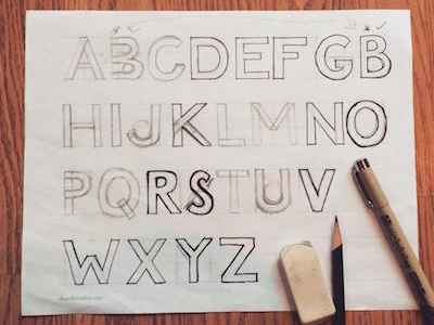 Practicing san serif letterforms