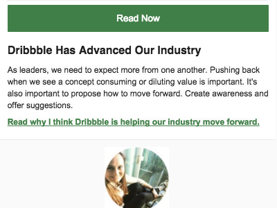 Dribbble Has Advanced Our Industry article design dribbblization email mailchimp medium newsletter opinion